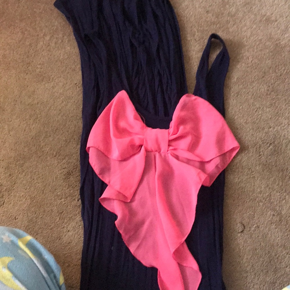 Plum maxi dress with pink Bow on back